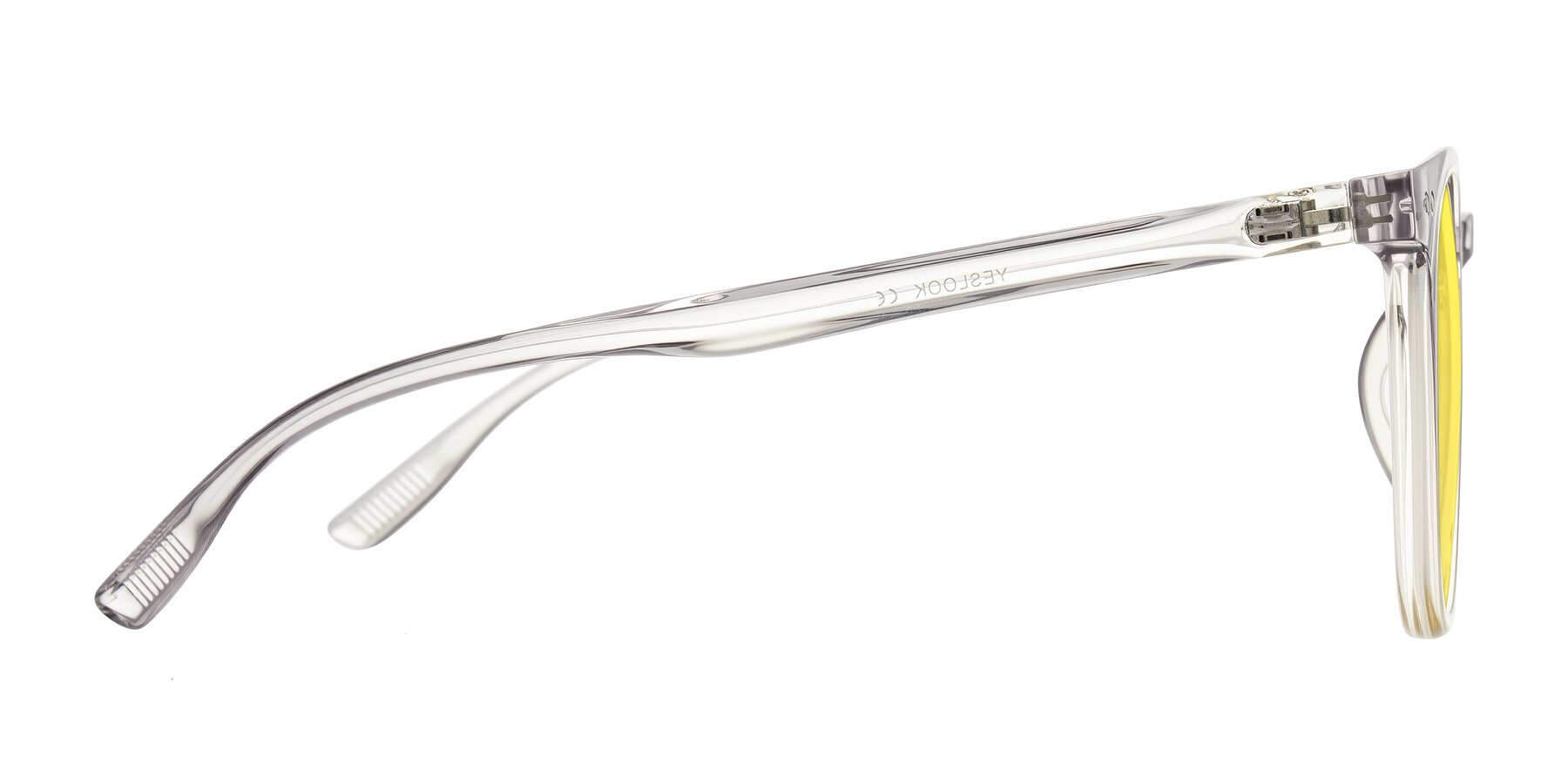 Side of Pizarro in Crystal Gray/Champagne with Medium Yellow Tinted Lenses