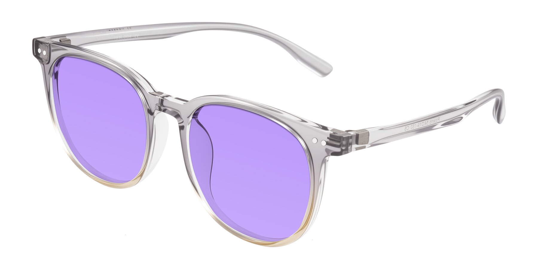 Angle of Pizarro in Crystal Gray/Champagne with Medium Purple Tinted Lenses