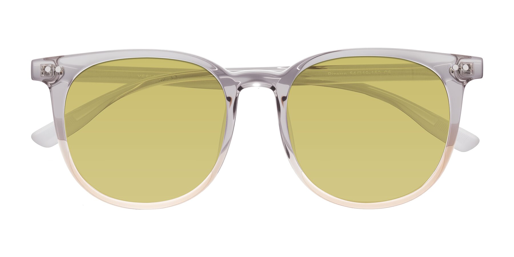 Folded Front of Pizarro in Crystal Gray/Champagne with Medium Champagne Tinted Lenses