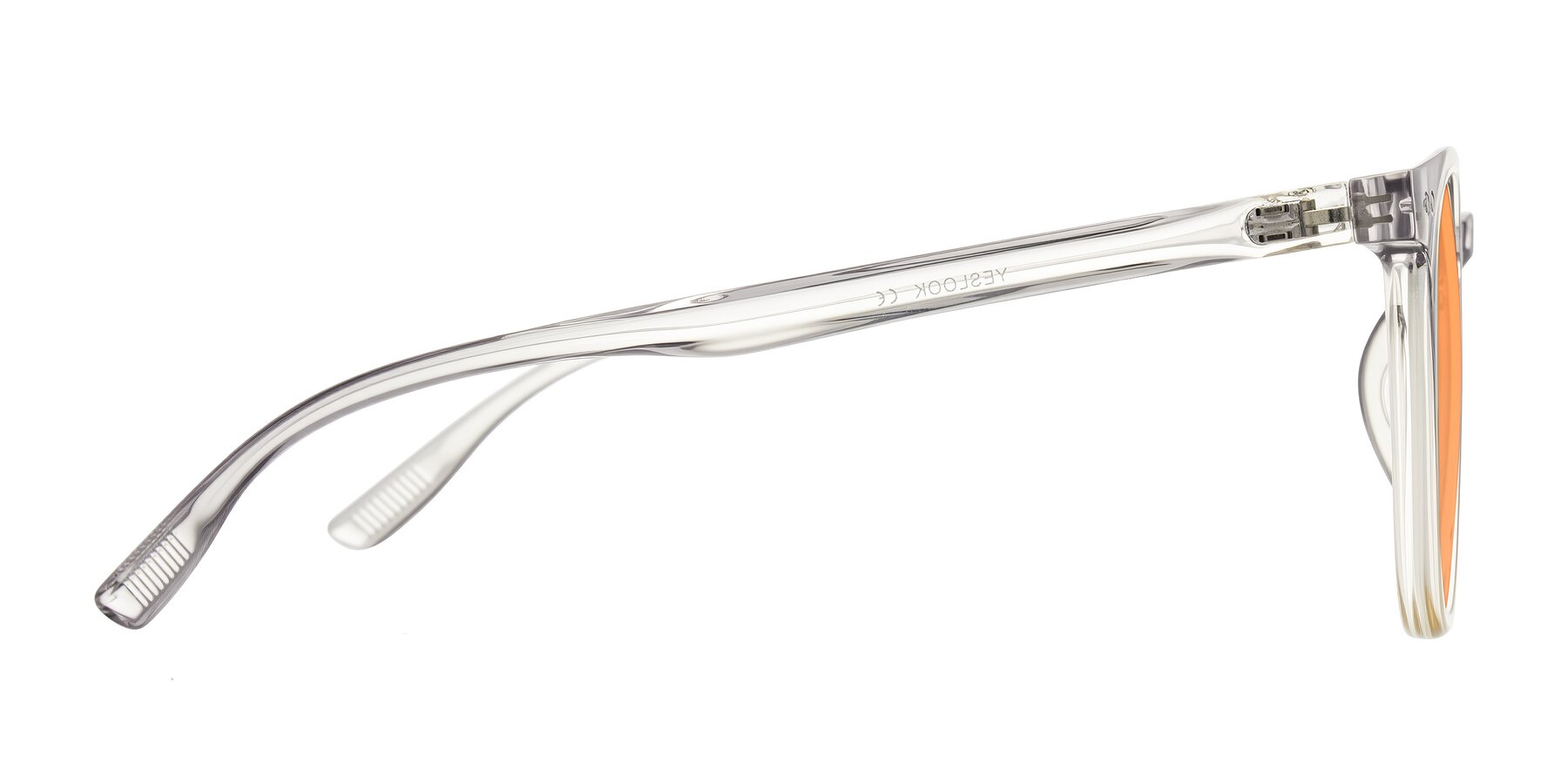 Side of Pizarro in Crystal Gray/Champagne with Medium Orange Tinted Lenses