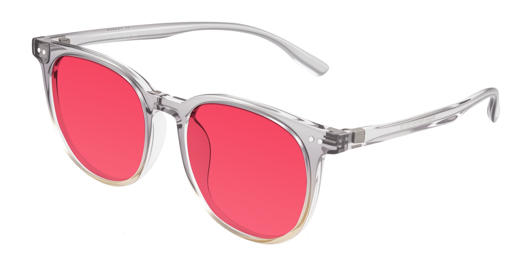 Angle of Pizarro in Crystal Gray/Champagne with Red Tinted Lenses