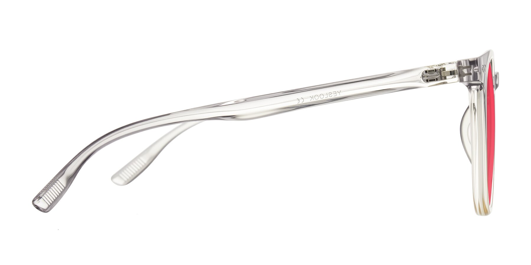 Side of Pizarro in Crystal Gray/Champagne with Red Tinted Lenses