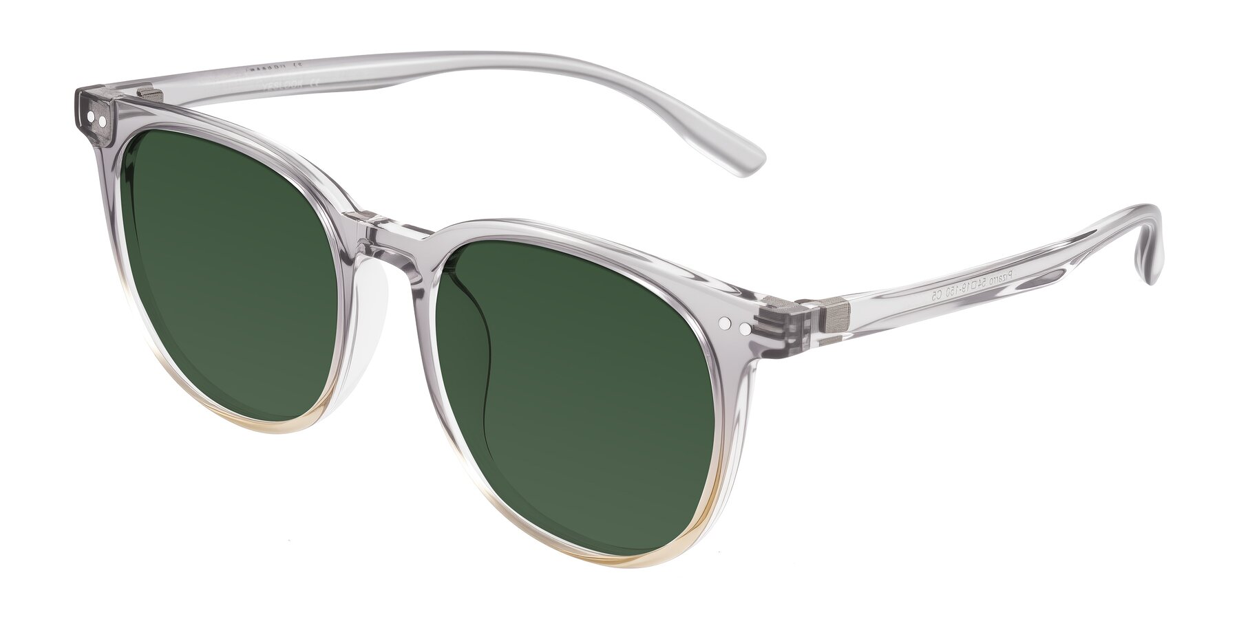 Angle of Pizarro in Crystal Gray/Champagne with Green Tinted Lenses