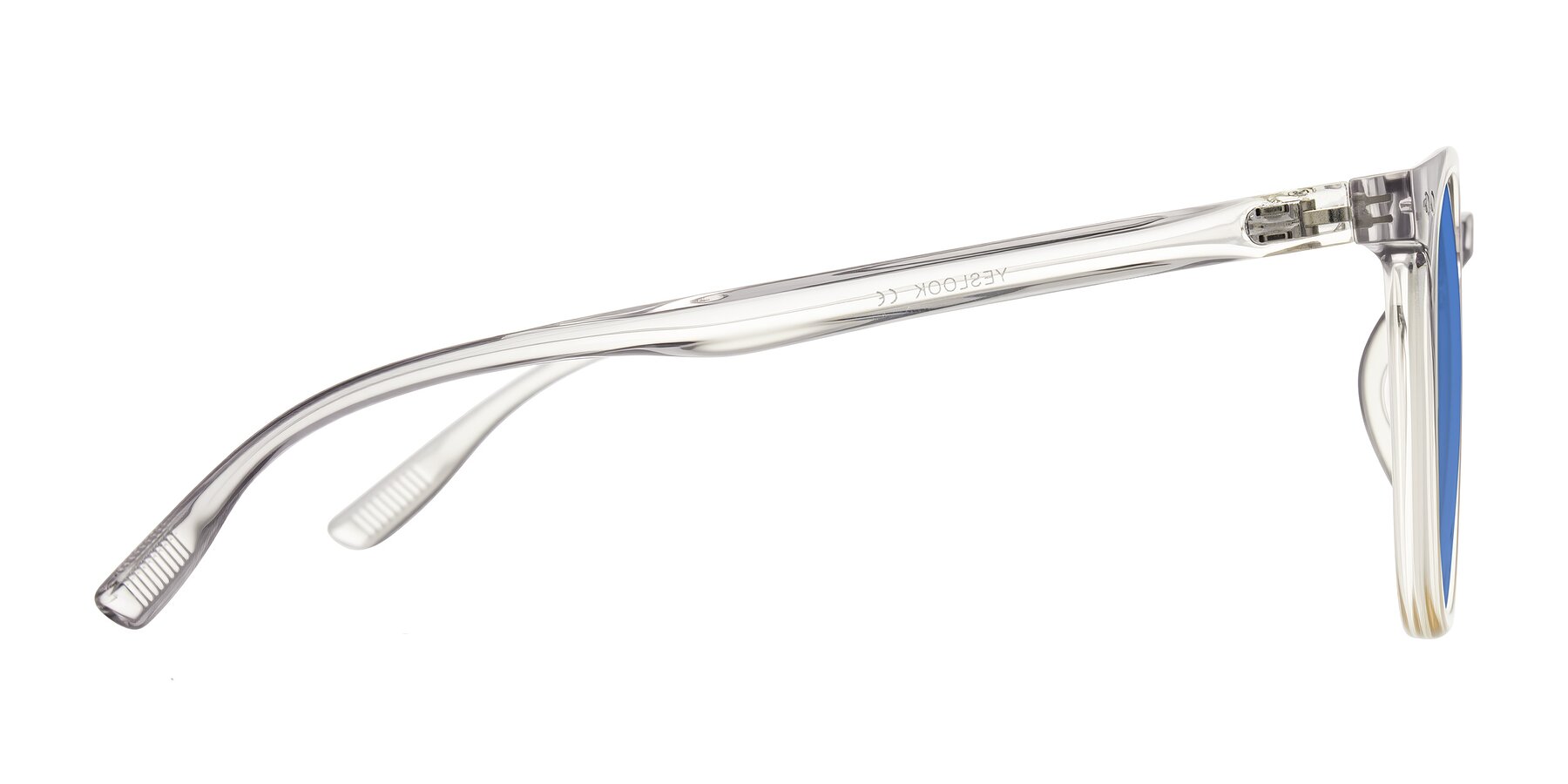 Side of Pizarro in Crystal Gray/Champagne with Blue Tinted Lenses