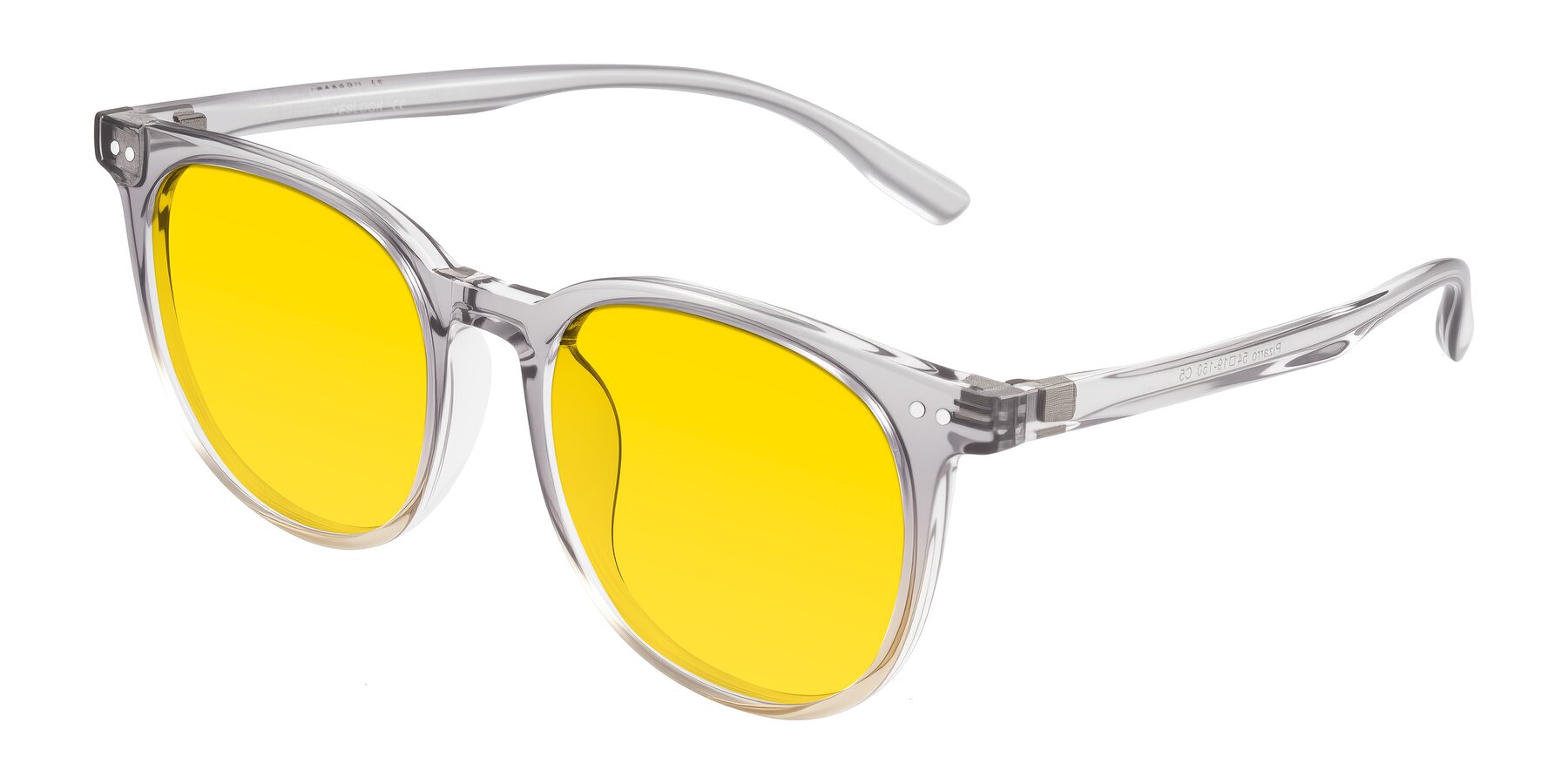 Angle of Pizarro in Crystal Gray/Champagne with Yellow Tinted Lenses