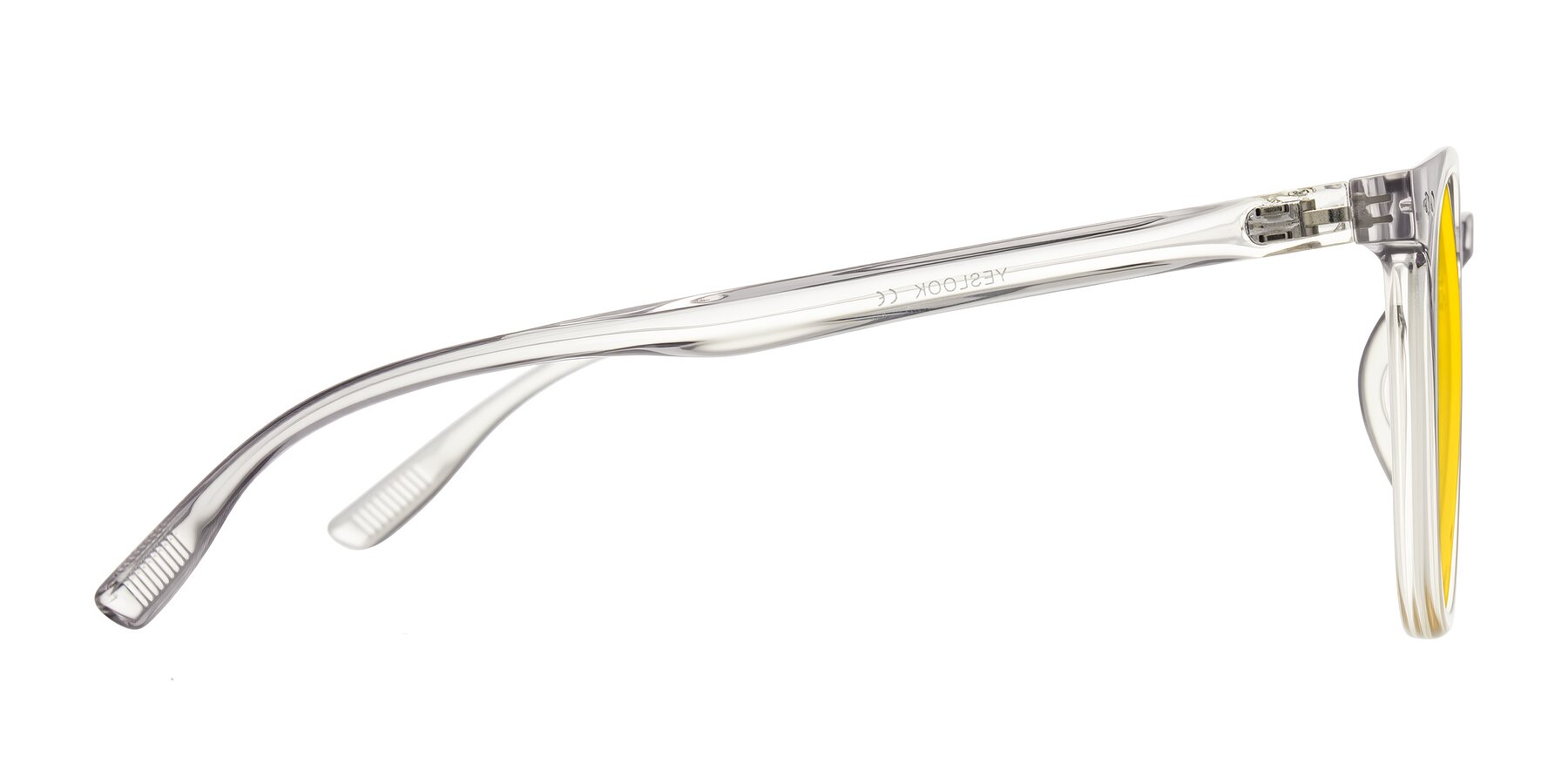 Side of Pizarro in Crystal Gray/Champagne with Yellow Tinted Lenses