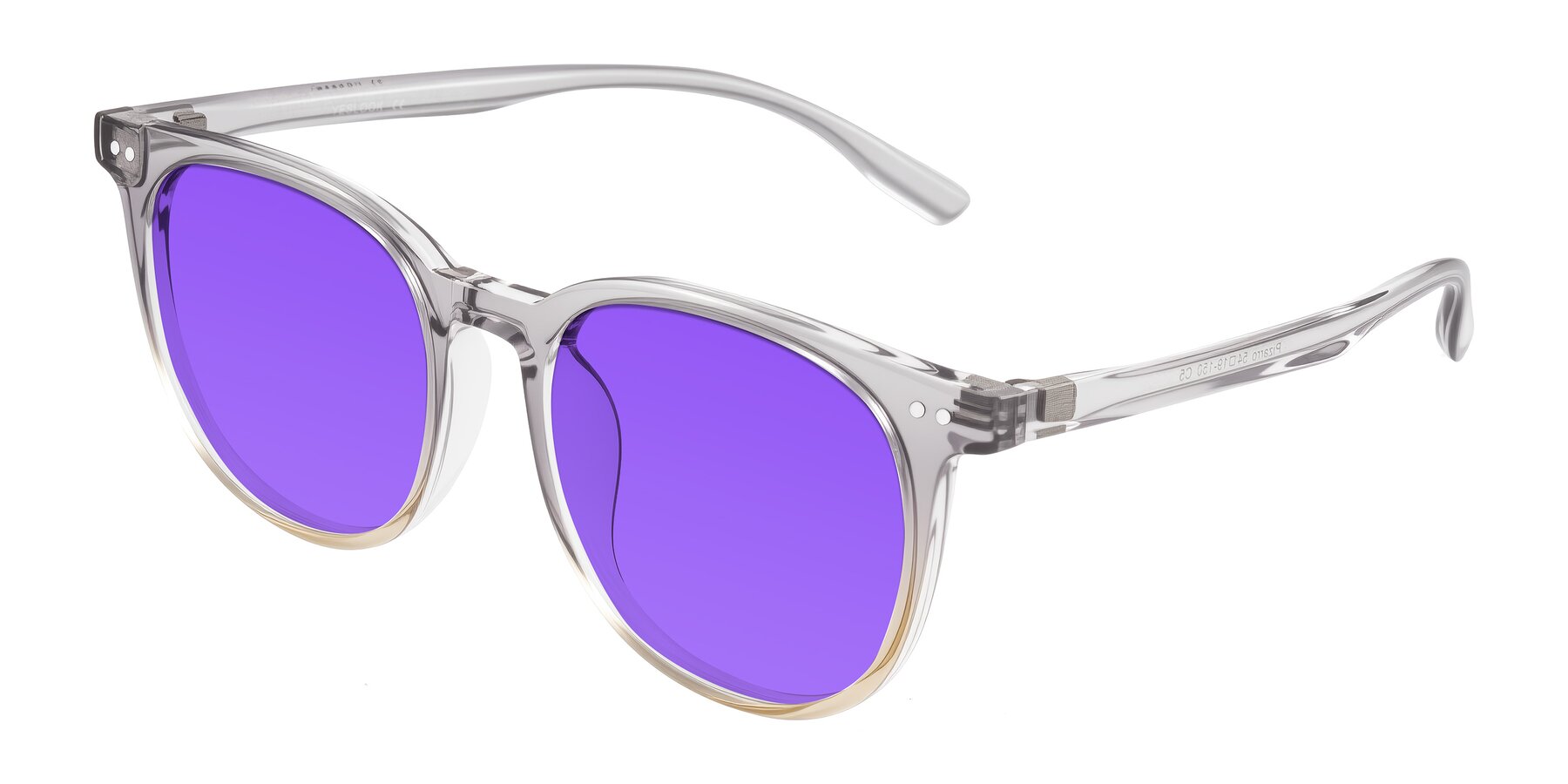 Angle of Pizarro in Crystal Gray/Champagne with Purple Tinted Lenses