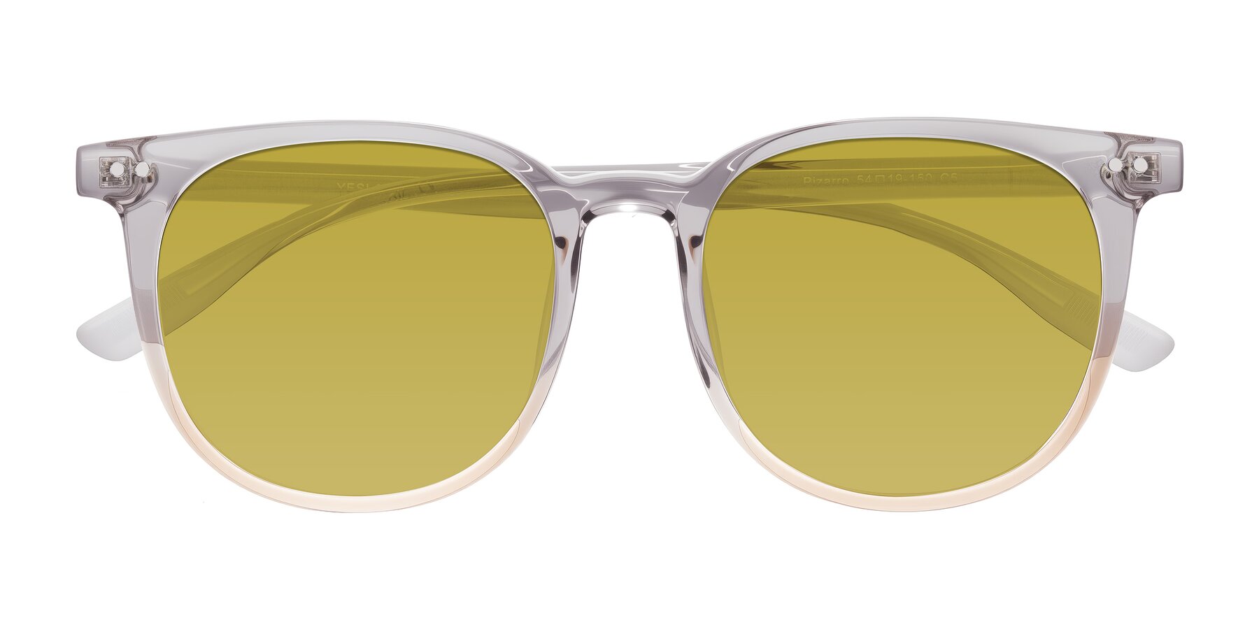 Folded Front of Pizarro in Crystal Gray/Champagne with Champagne Tinted Lenses