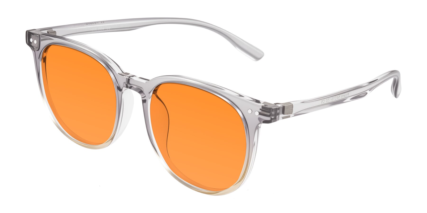 Angle of Pizarro in Crystal Gray/Champagne with Orange Tinted Lenses