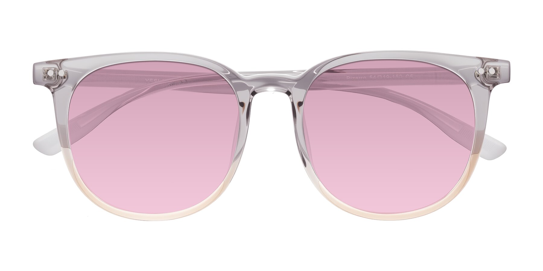 Folded Front of Pizarro in Crystal Gray/Champagne with Light Wine Tinted Lenses