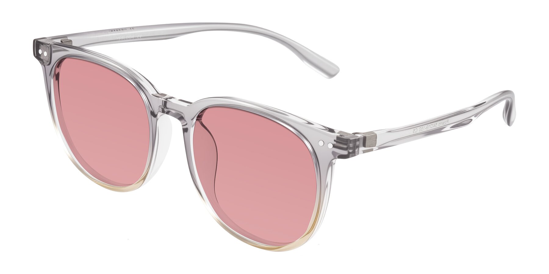 Angle of Pizarro in Crystal Gray/Champagne with Medium Garnet Tinted Lenses