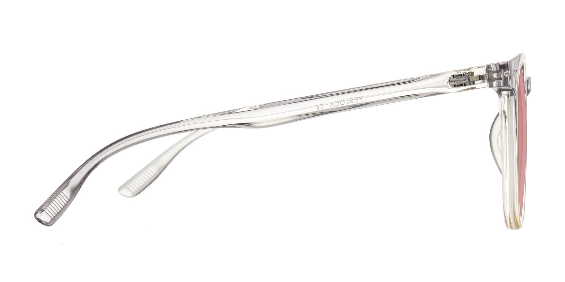 Side of Pizarro in Crystal Gray/Champagne with Medium Garnet Tinted Lenses