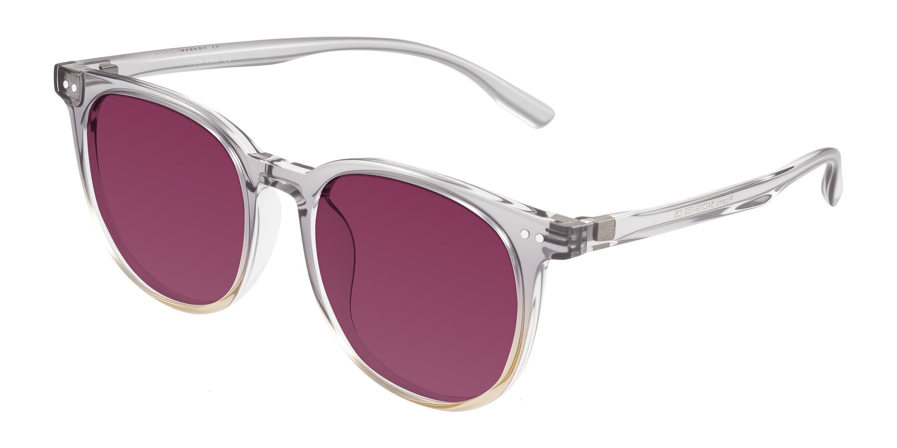 Angle of Pizarro in Crystal Gray/Champagne with Wine Tinted Lenses