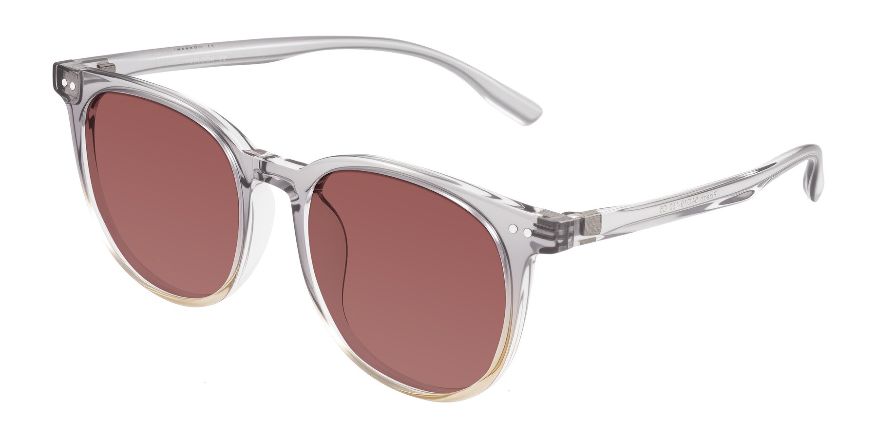 Angle of Pizarro in Crystal Gray/Champagne with Garnet Tinted Lenses