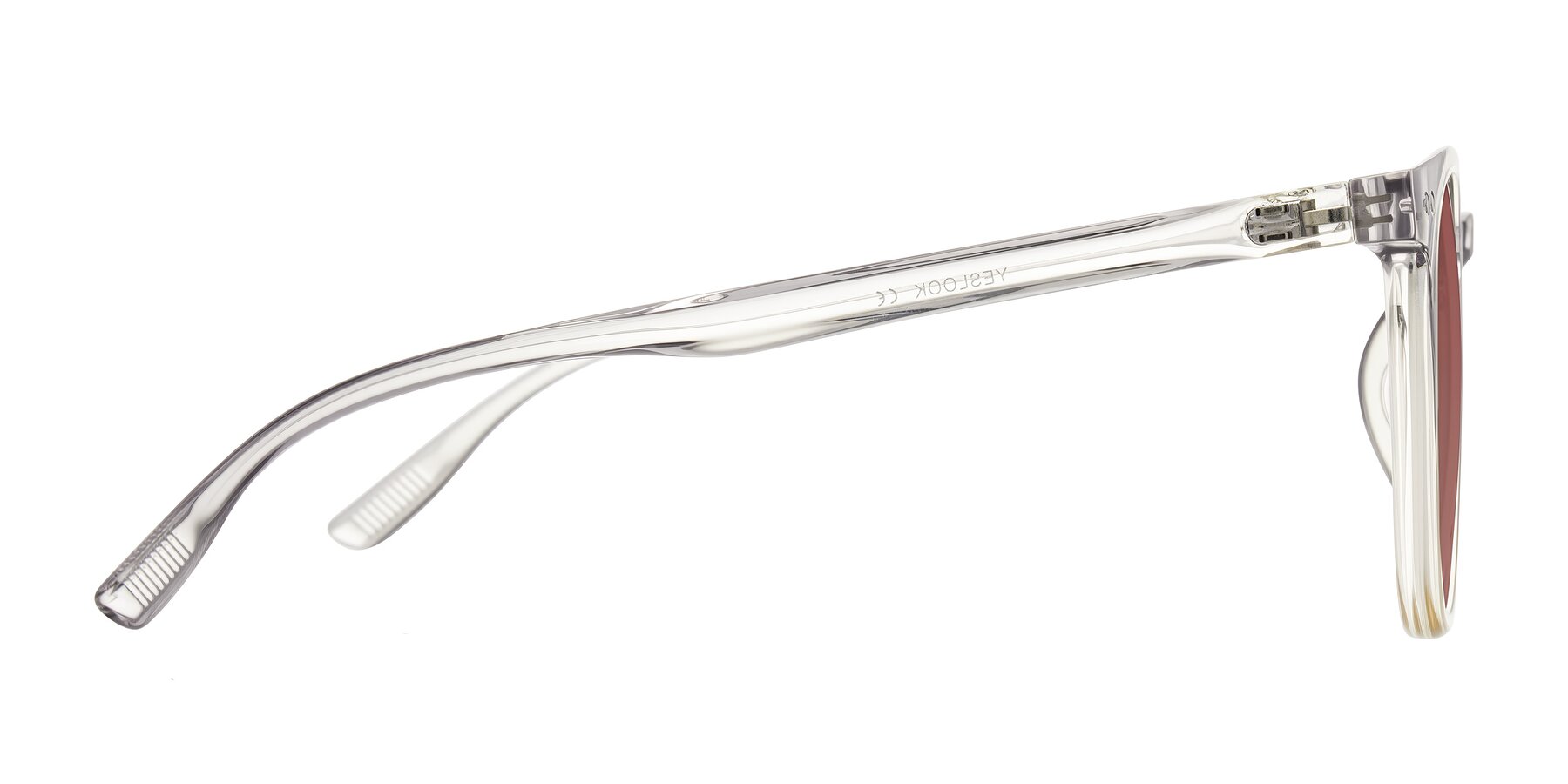 Side of Pizarro in Crystal Gray/Champagne with Garnet Tinted Lenses