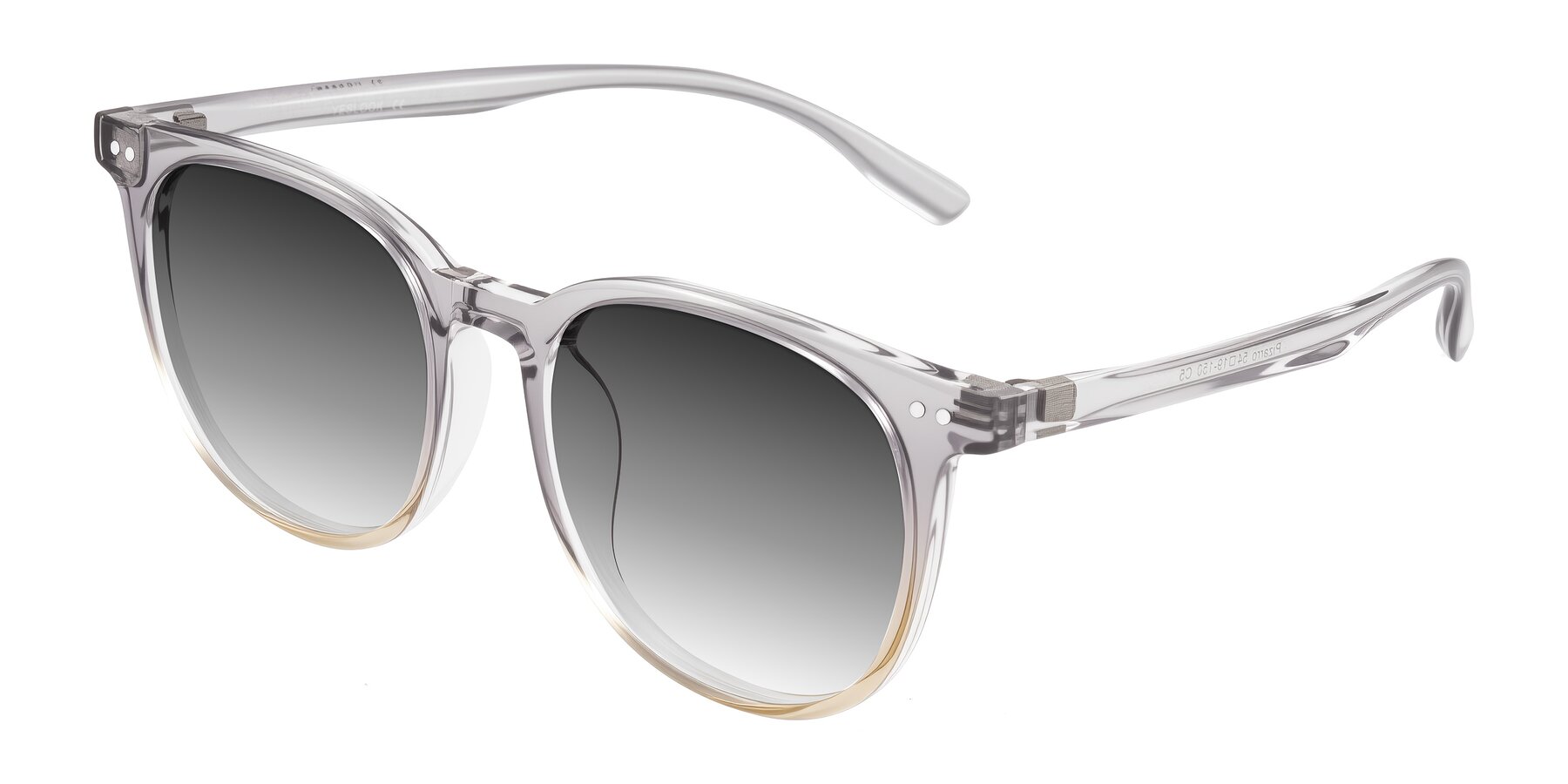 Angle of Pizarro in Crystal Gray/Champagne with Gray Gradient Lenses
