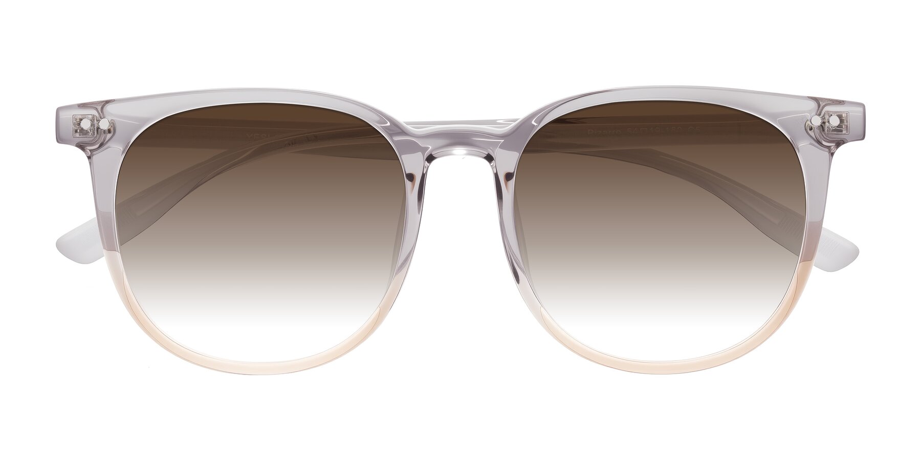 Folded Front of Pizarro in Crystal Gray/Champagne with Brown Gradient Lenses