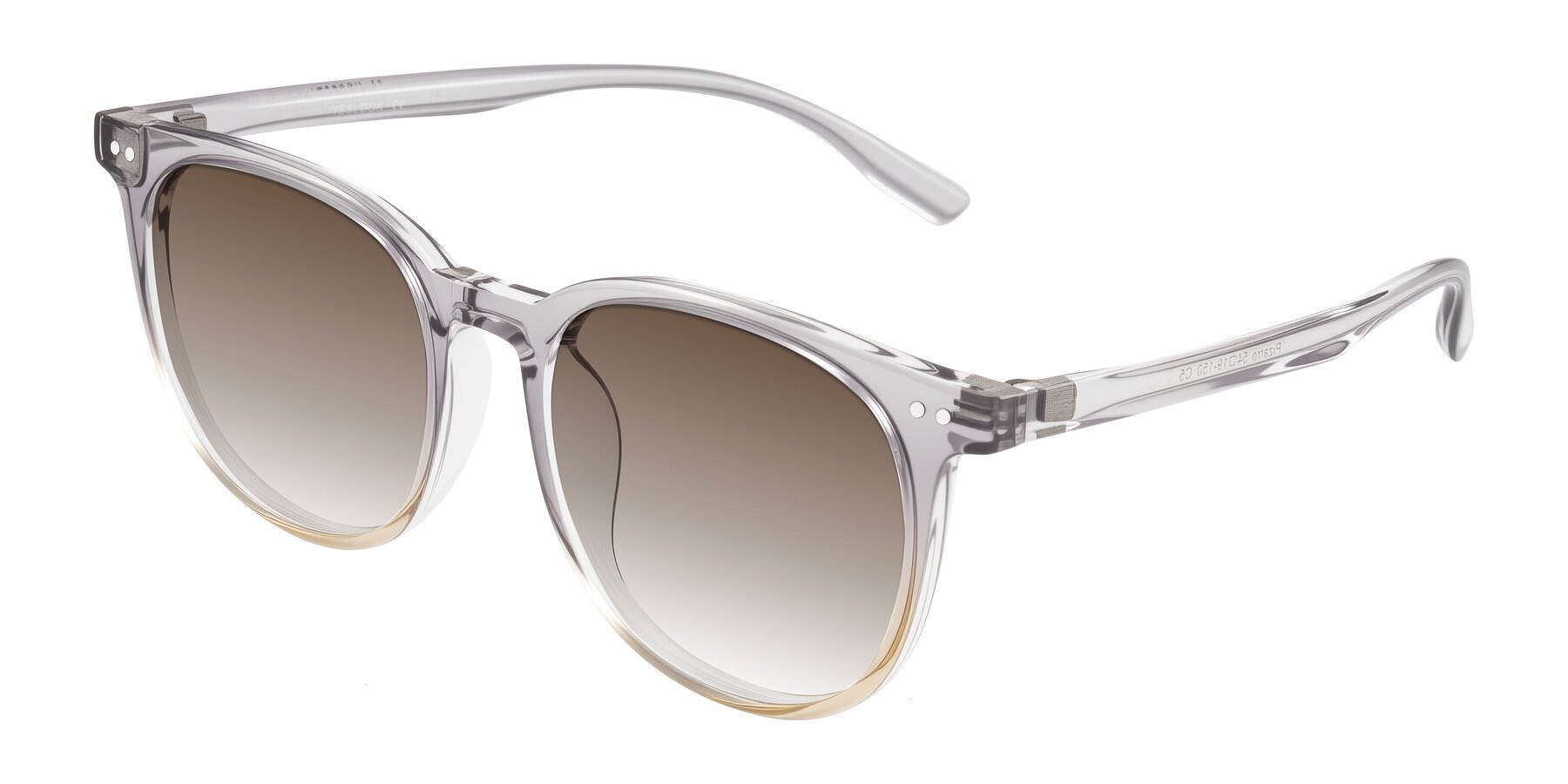 Angle of Pizarro in Crystal Gray/Champagne with Brown Gradient Lenses