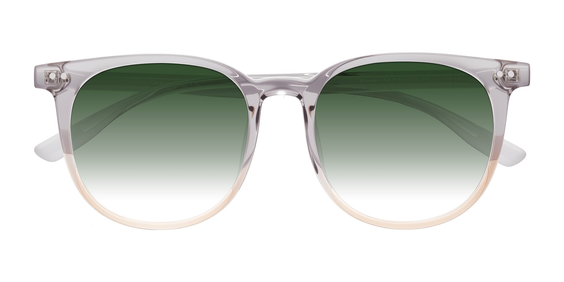 Folded Front of Pizarro in Crystal Gray/Champagne with Green Gradient Lenses