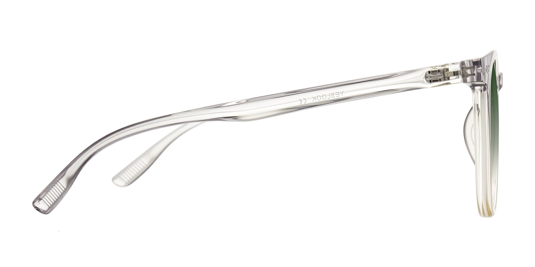 Side of Pizarro in Crystal Gray/Champagne with Green Gradient Lenses