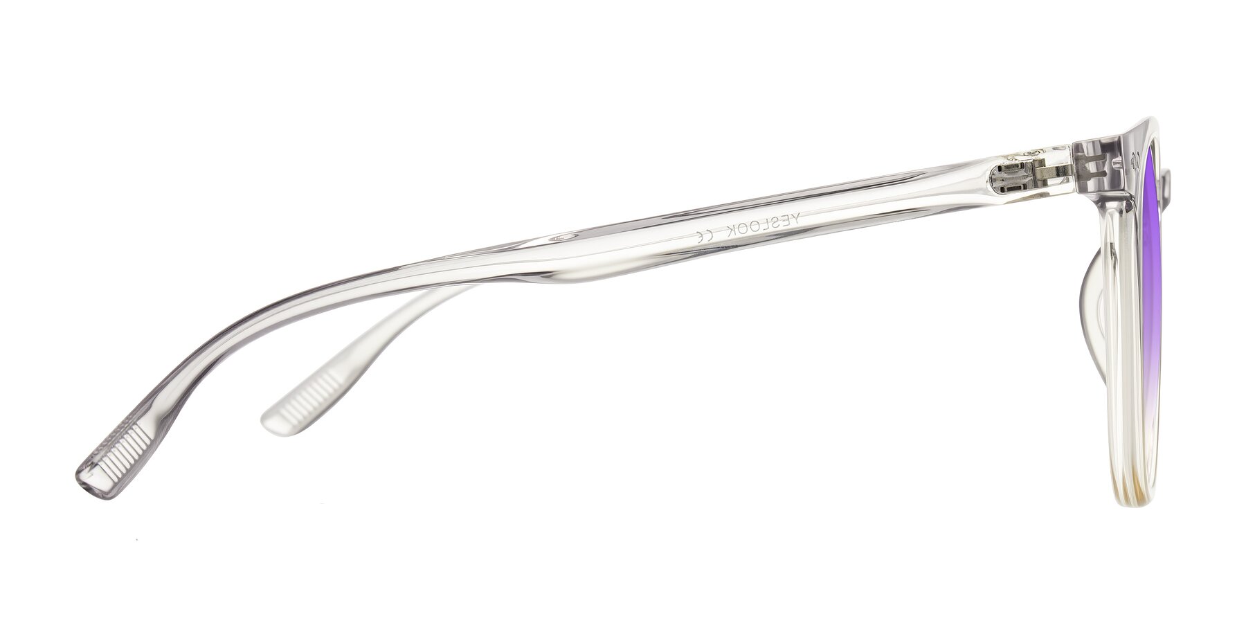 Side of Pizarro in Crystal Gray/Champagne with Purple Gradient Lenses