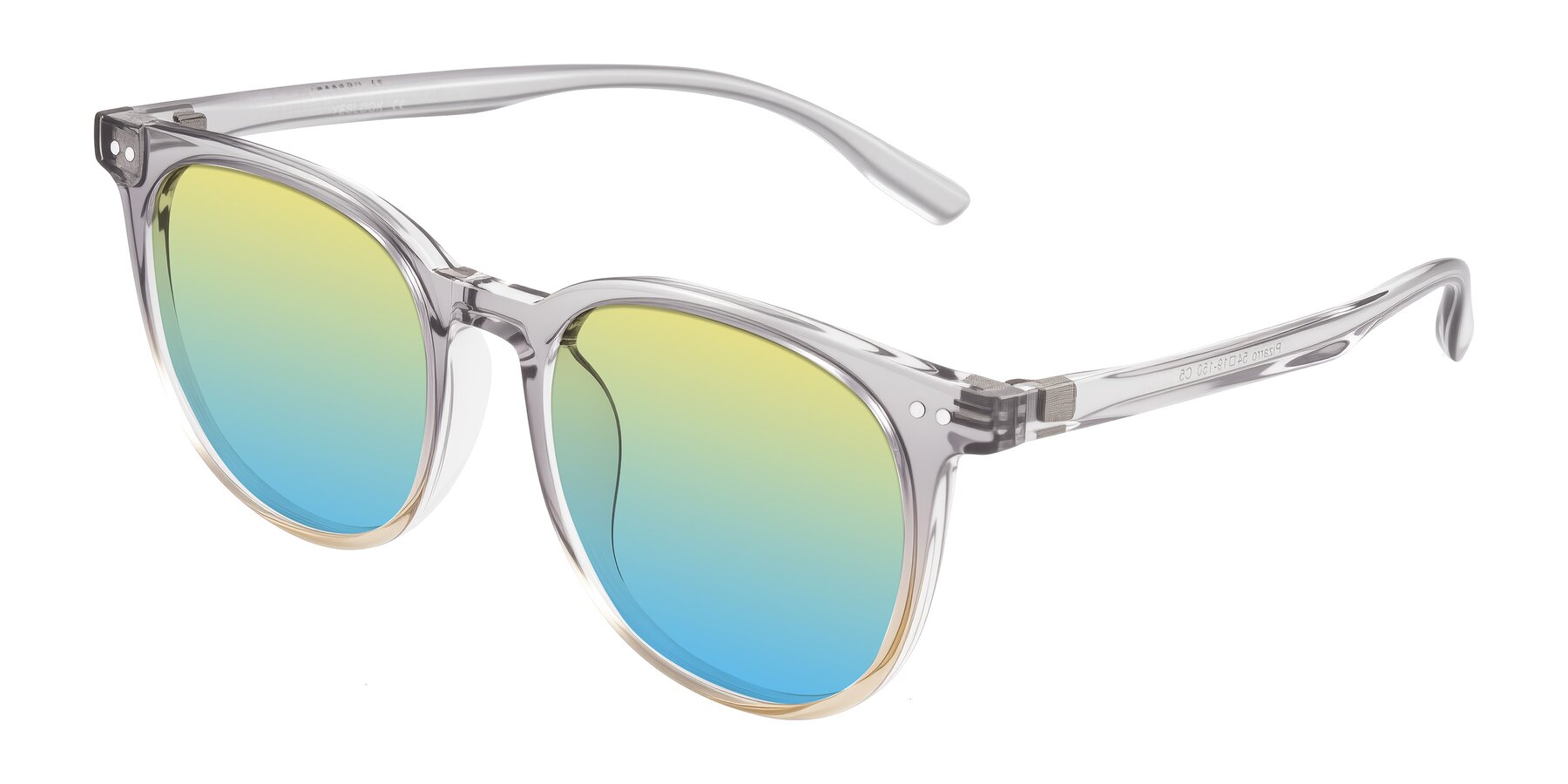 Angle of Pizarro in Crystal Gray/Champagne with Yellow / Blue Gradient Lenses