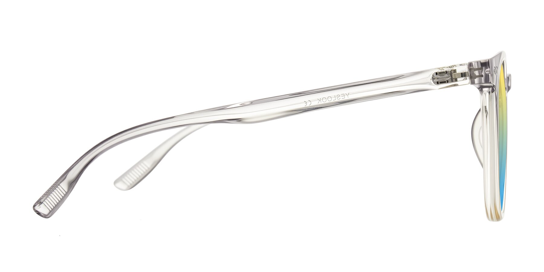 Side of Pizarro in Crystal Gray/Champagne with Yellow / Blue Gradient Lenses