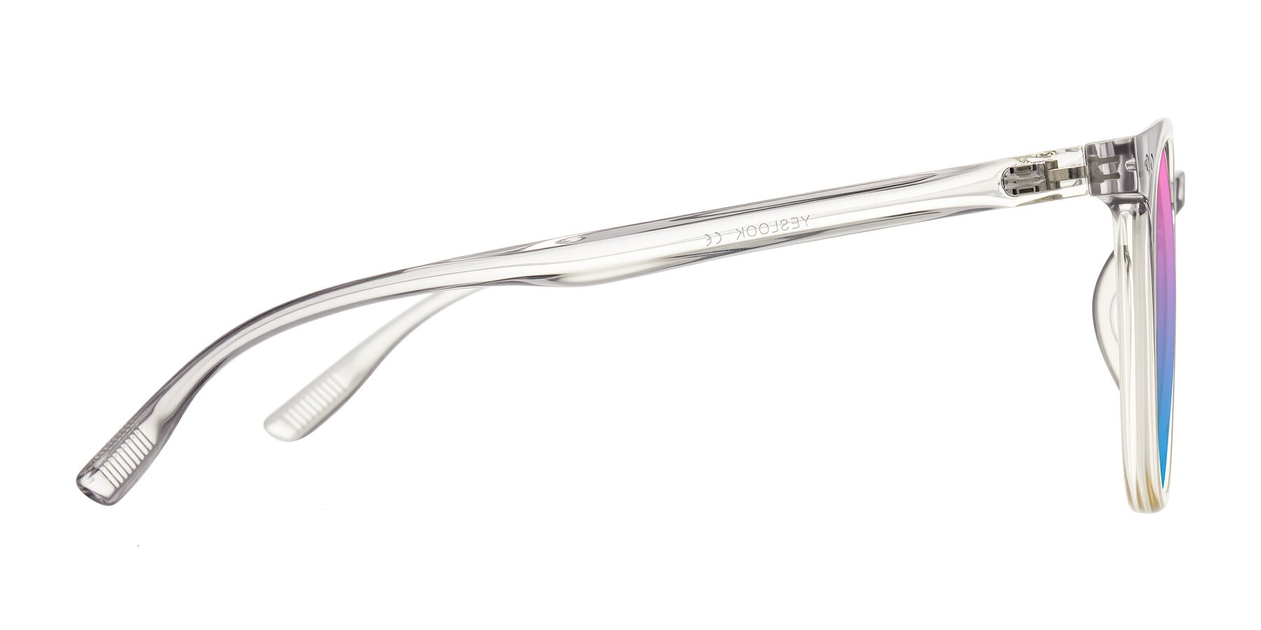 Side of Pizarro in Crystal Gray/Champagne with Pink / Blue Gradient Lenses