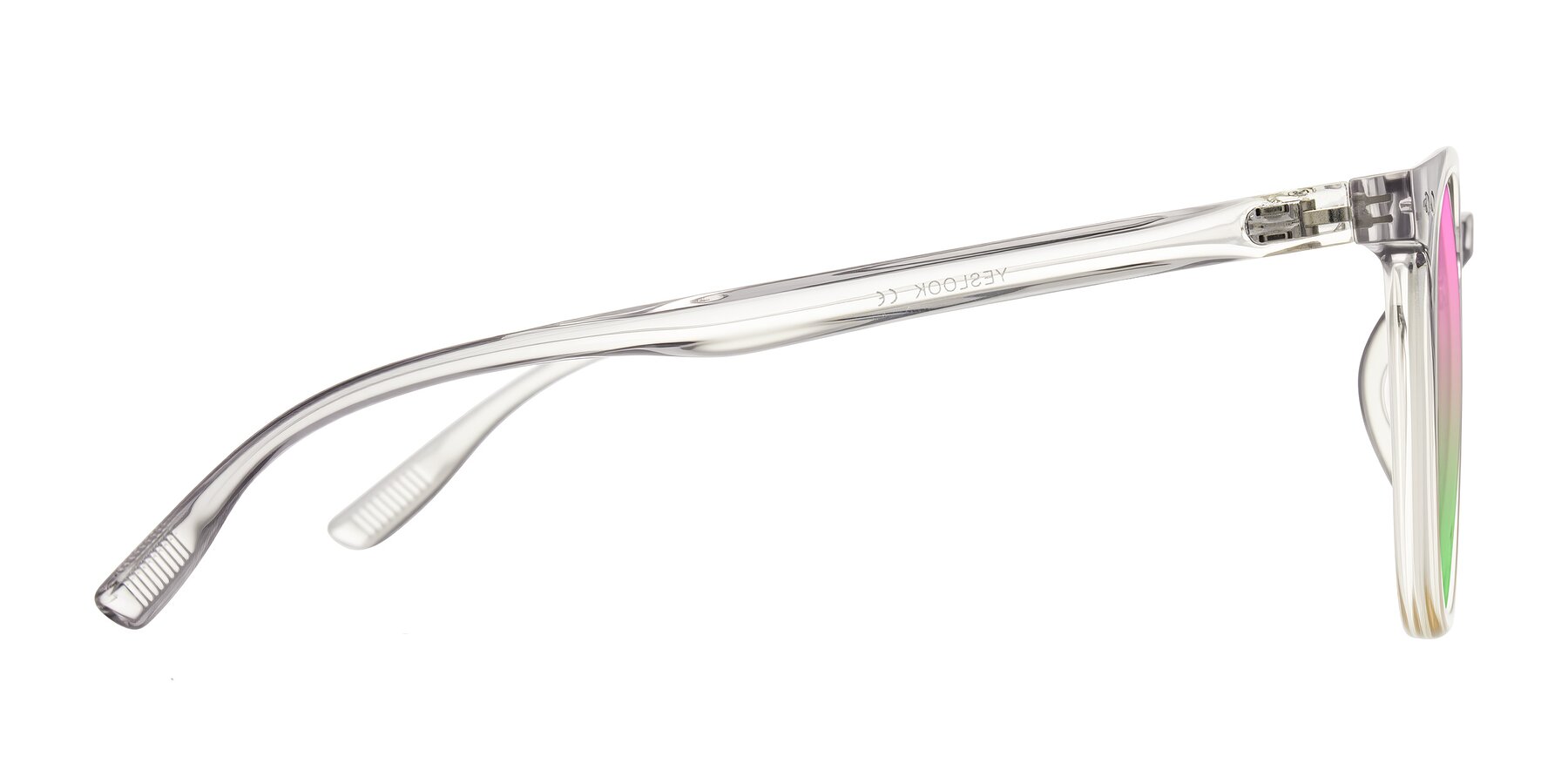 Side of Pizarro in Crystal Gray/Champagne with Pink / Green Gradient Lenses