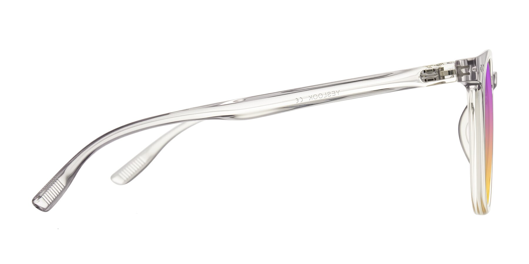 Side of Pizarro in Crystal Gray/Champagne with Purple / Yellow Gradient Lenses