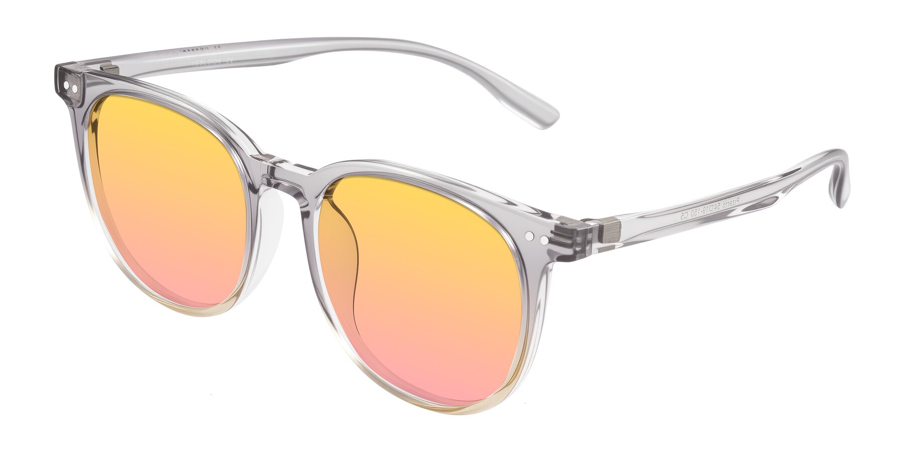 Angle of Pizarro in Crystal Gray/Champagne with Yellow / Pink Gradient Lenses