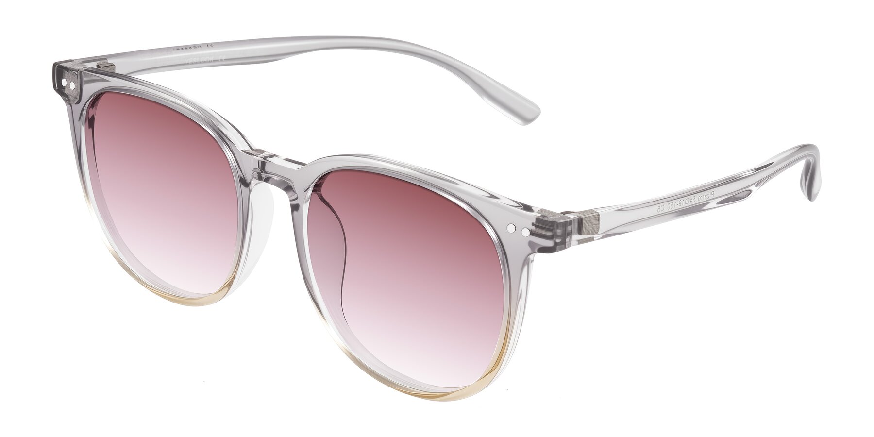 Angle of Pizarro in Crystal Gray/Champagne with Garnet Gradient Lenses