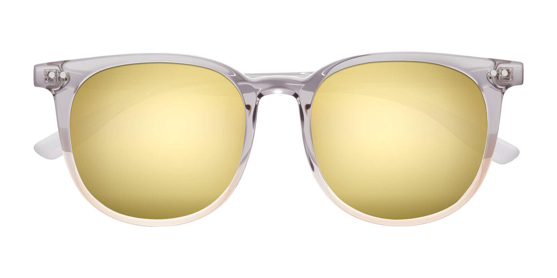 Folded Front of Pizarro in Crystal Gray/Champagne with Gold Mirrored Lenses
