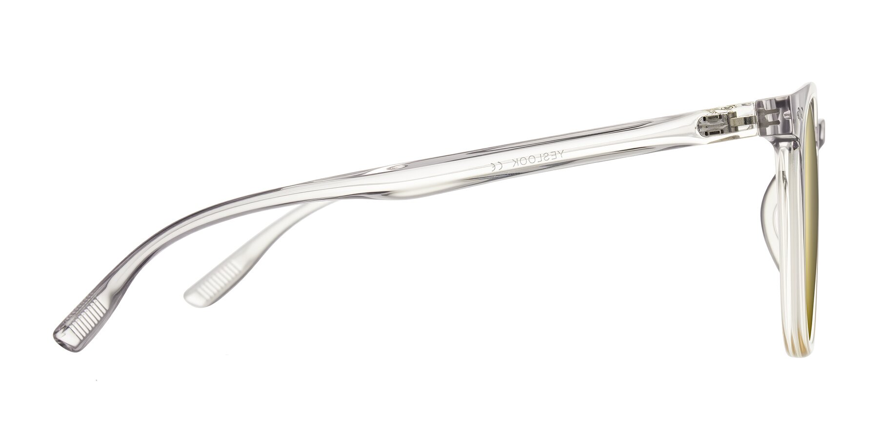 Side of Pizarro in Crystal Gray/Champagne with Gold Mirrored Lenses