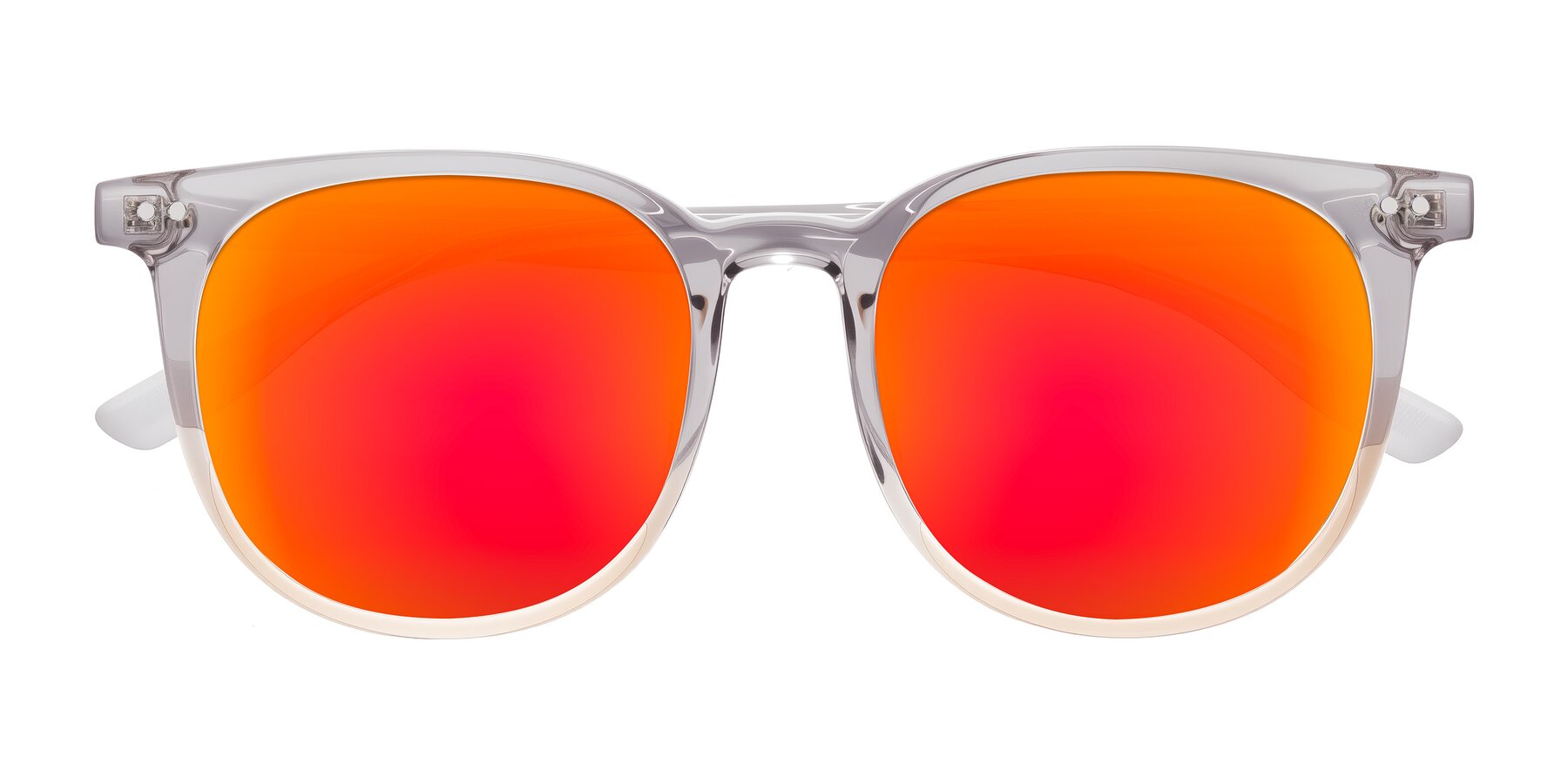 Folded Front of Pizarro in Crystal Gray/Champagne with Red Gold Mirrored Lenses