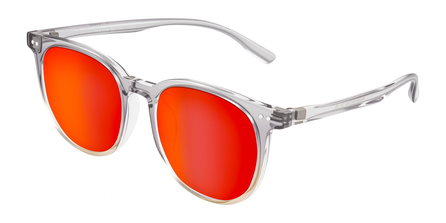 Angle of Pizarro in Crystal Gray/Champagne with Red Gold Mirrored Lenses
