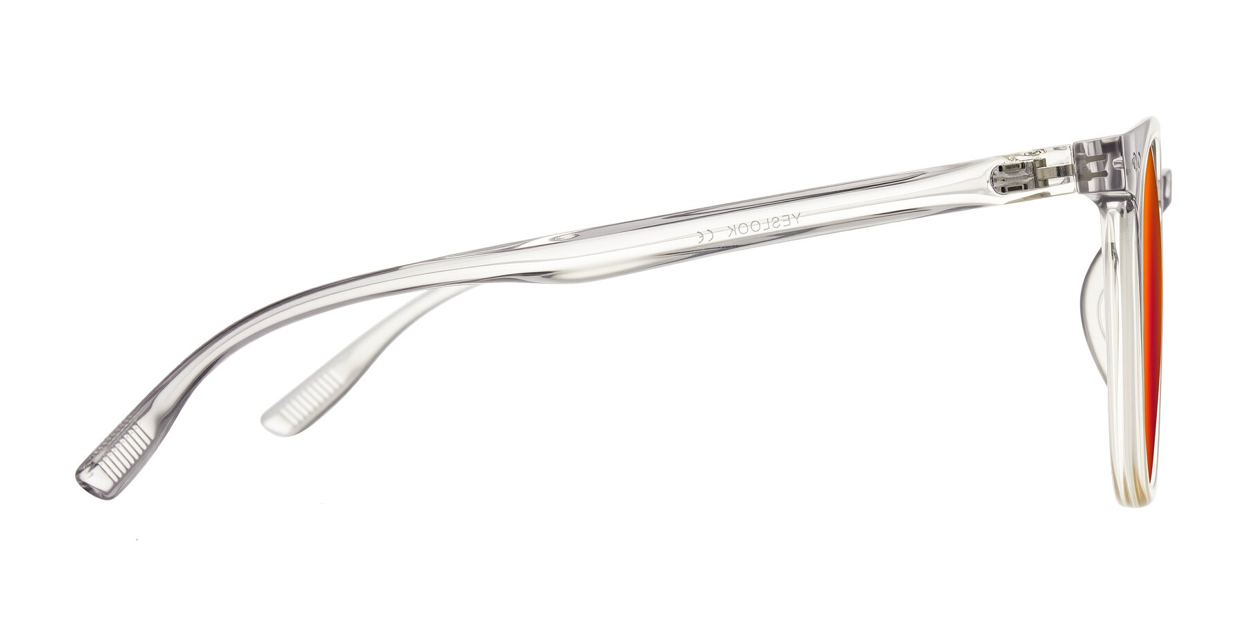 Side of Pizarro in Crystal Gray/Champagne with Red Gold Mirrored Lenses