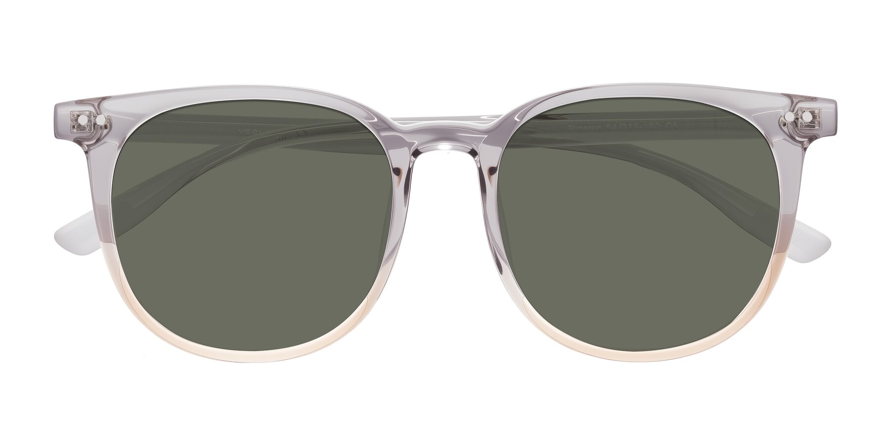 Folded Front of Pizarro in Crystal Gray/Champagne with Gray Polarized Lenses