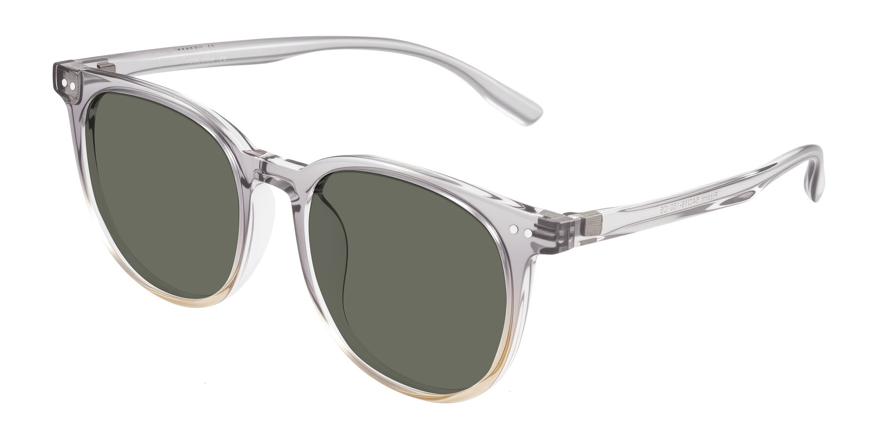 Angle of Pizarro in Crystal Gray/Champagne with Gray Polarized Lenses