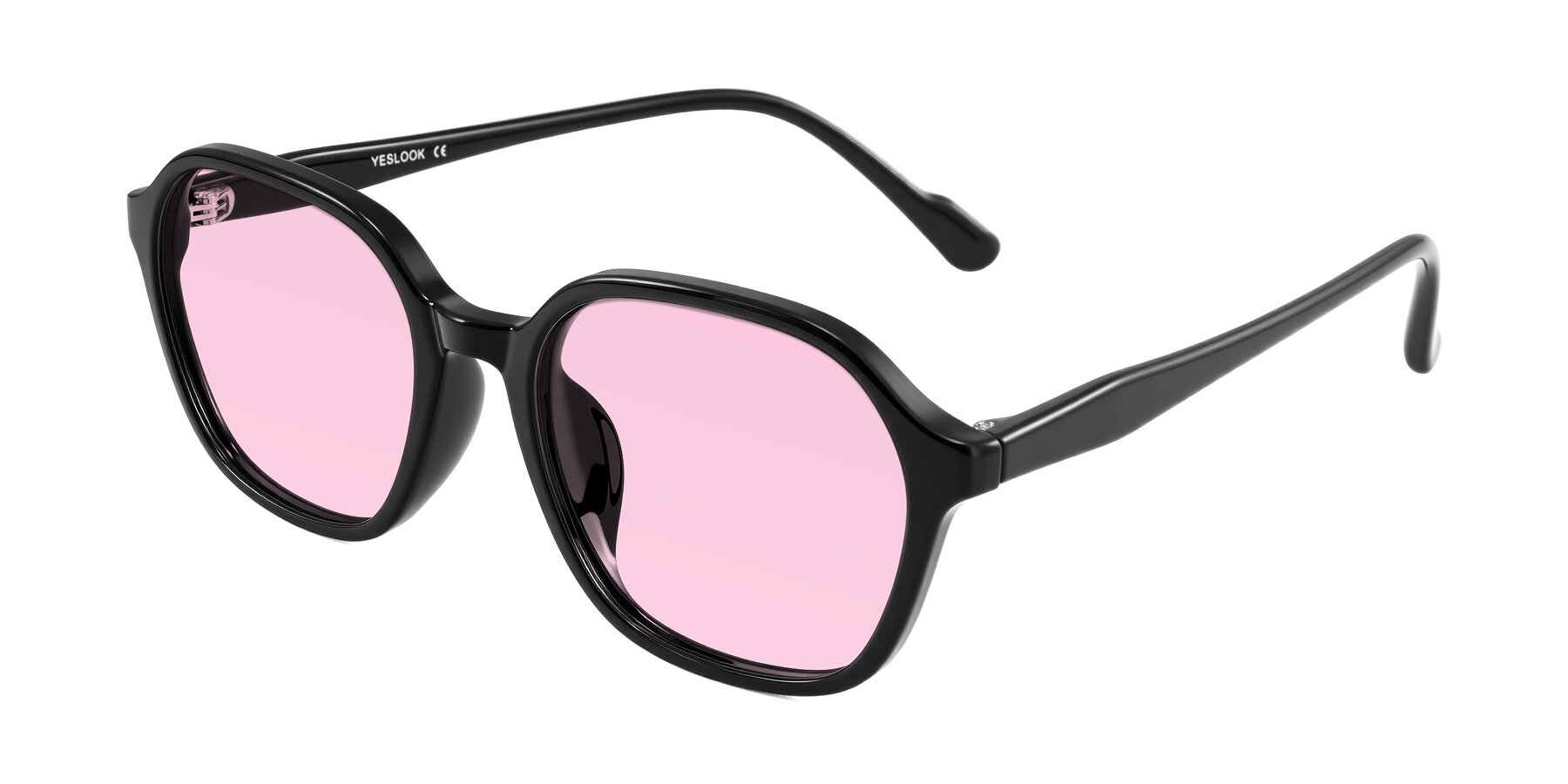 Angle of Banford in Black with Light Pink Tinted Lenses
