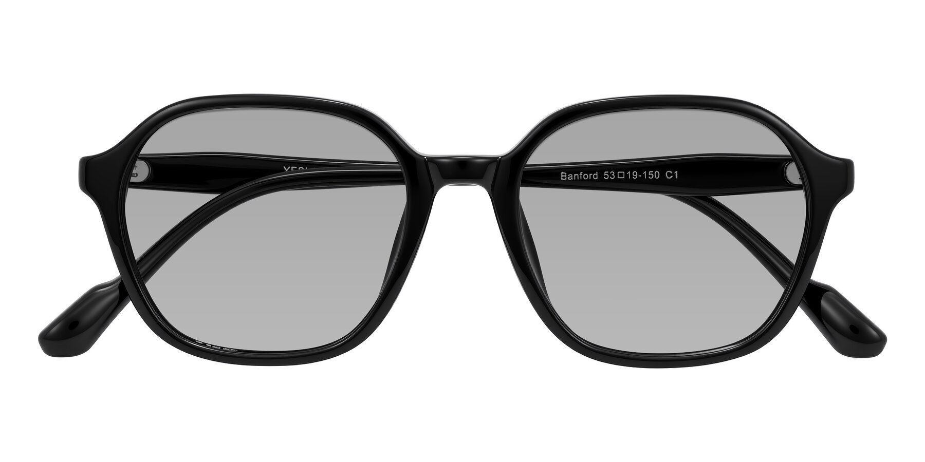 Folded Front of Banford in Black with Light Gray Tinted Lenses