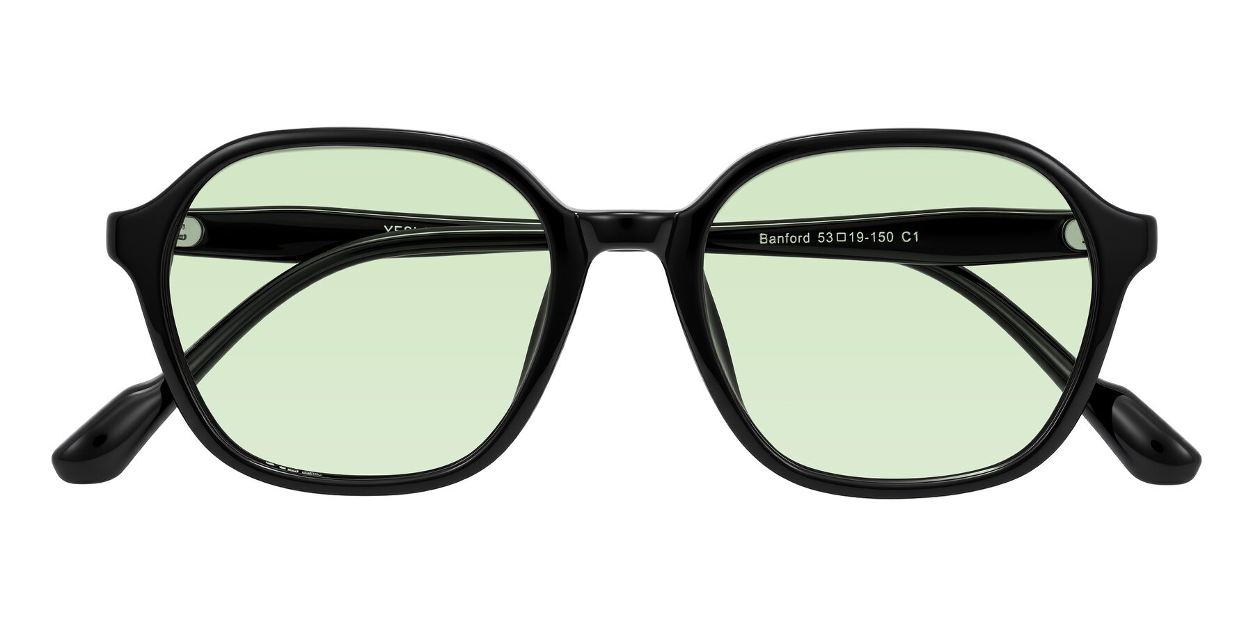 Folded Front of Banford in Black with Light Green Tinted Lenses