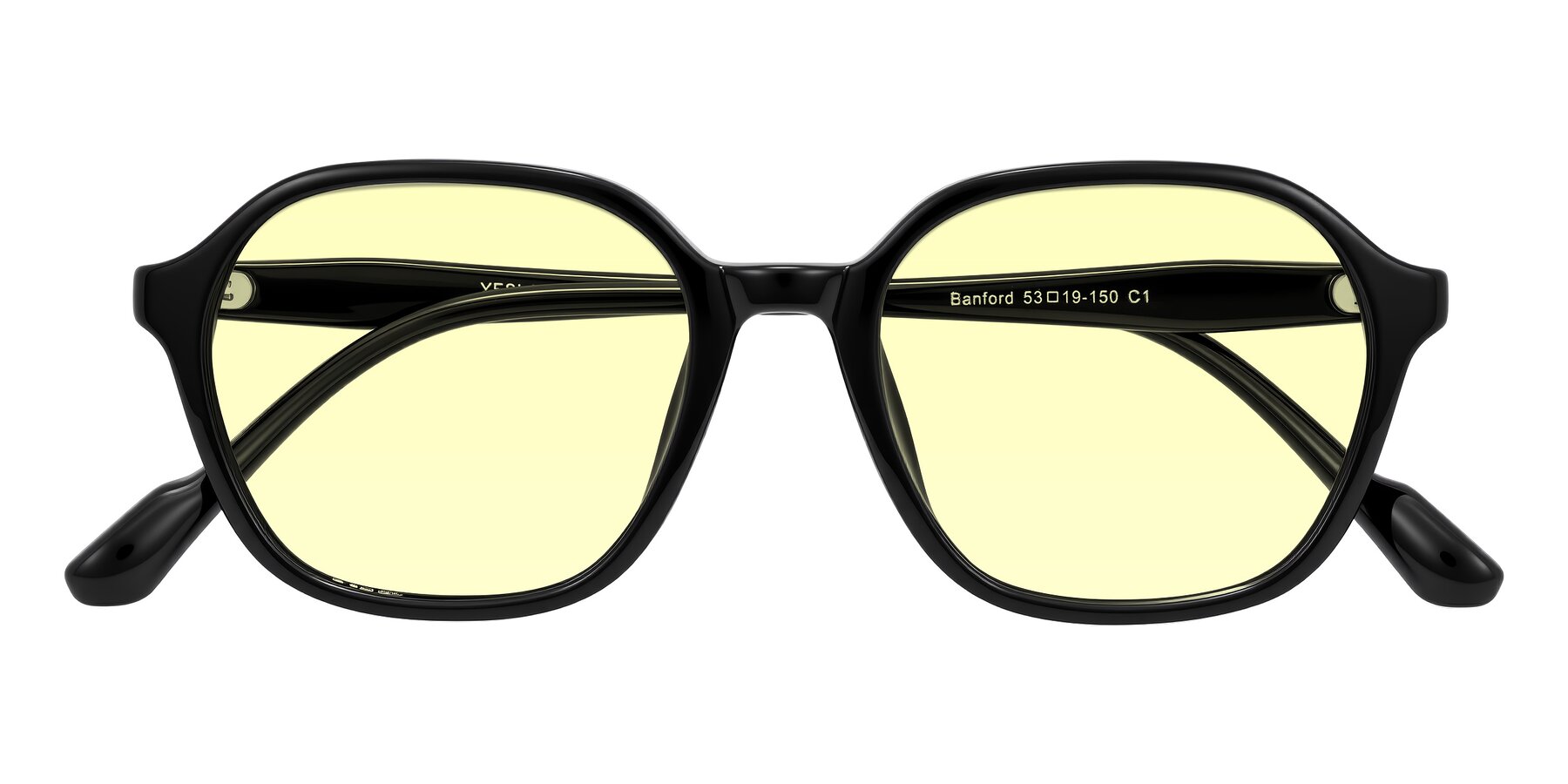 Folded Front of Banford in Black with Light Yellow Tinted Lenses
