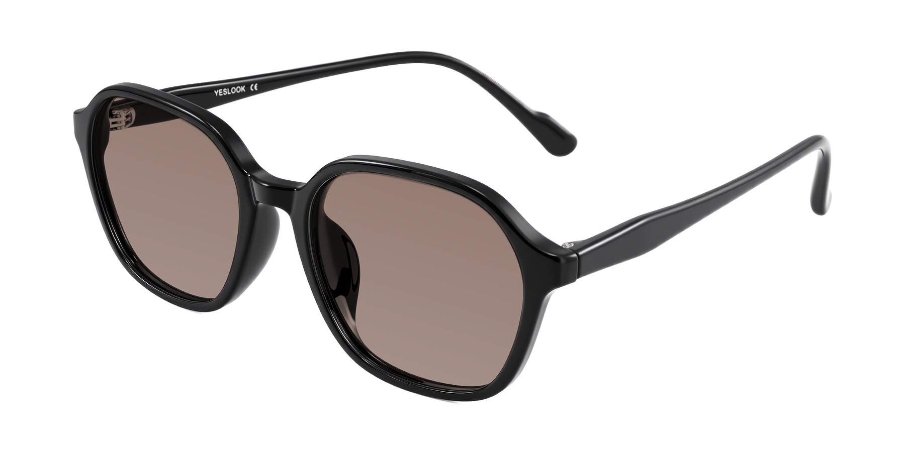 Angle of Banford in Black with Medium Brown Tinted Lenses