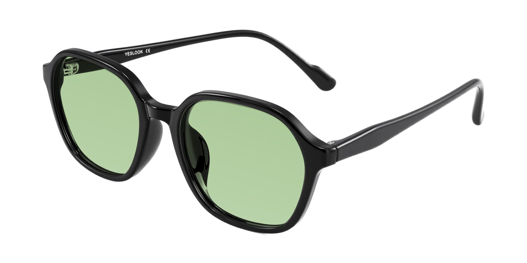 Angle of Banford in Black with Medium Green Tinted Lenses