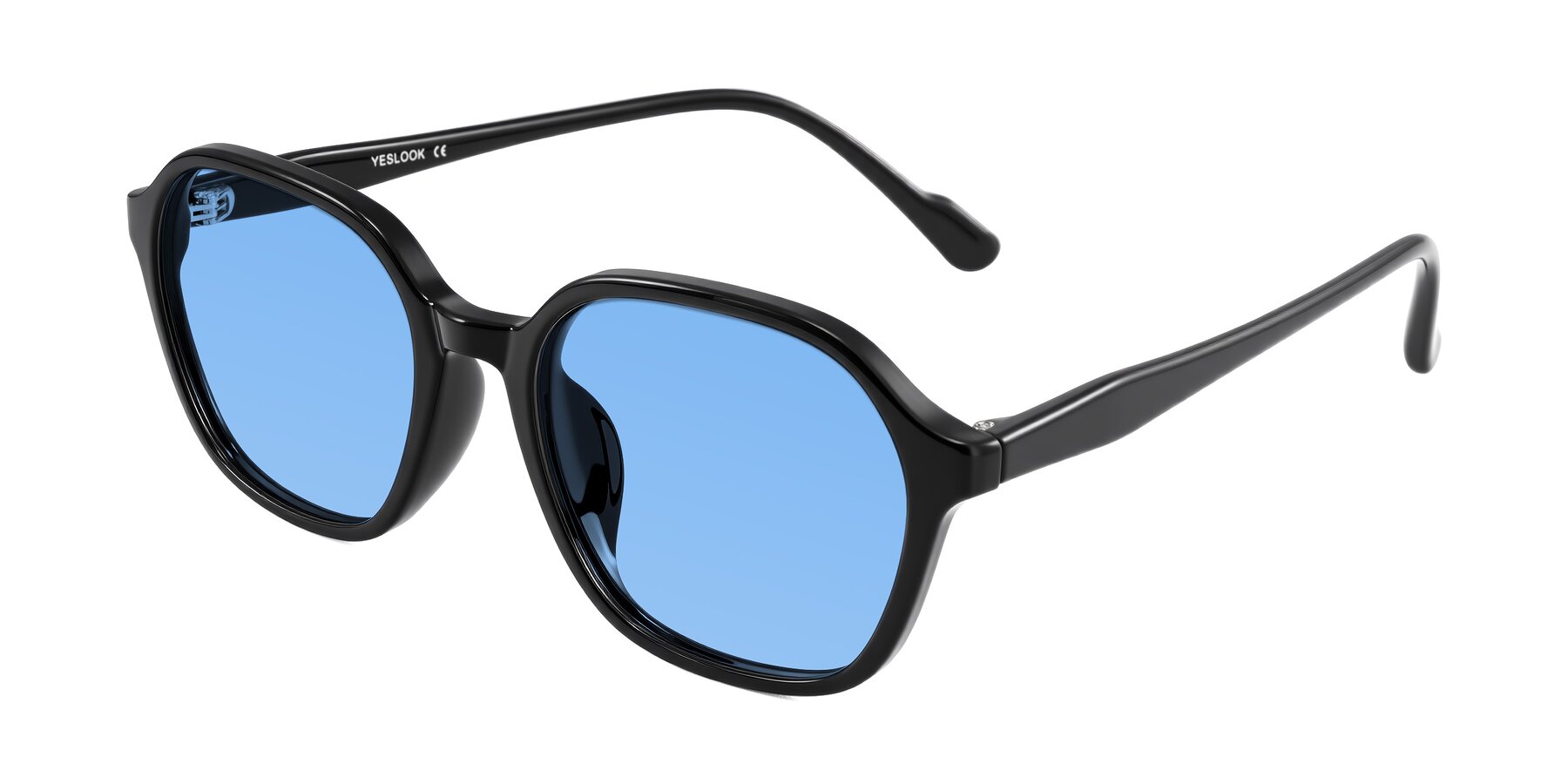 Angle of Banford in Black with Medium Blue Tinted Lenses