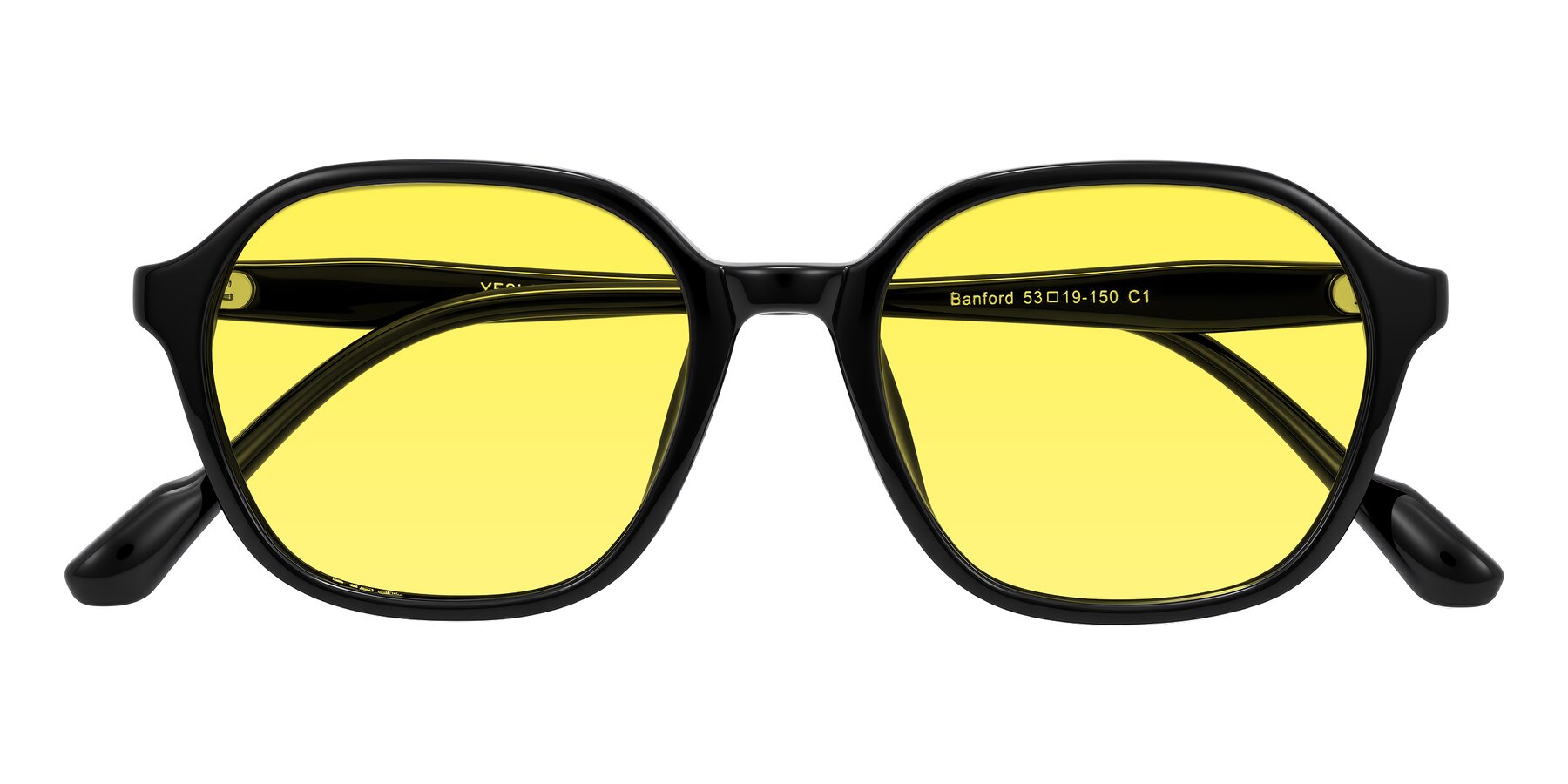 Folded Front of Banford in Black with Medium Yellow Tinted Lenses