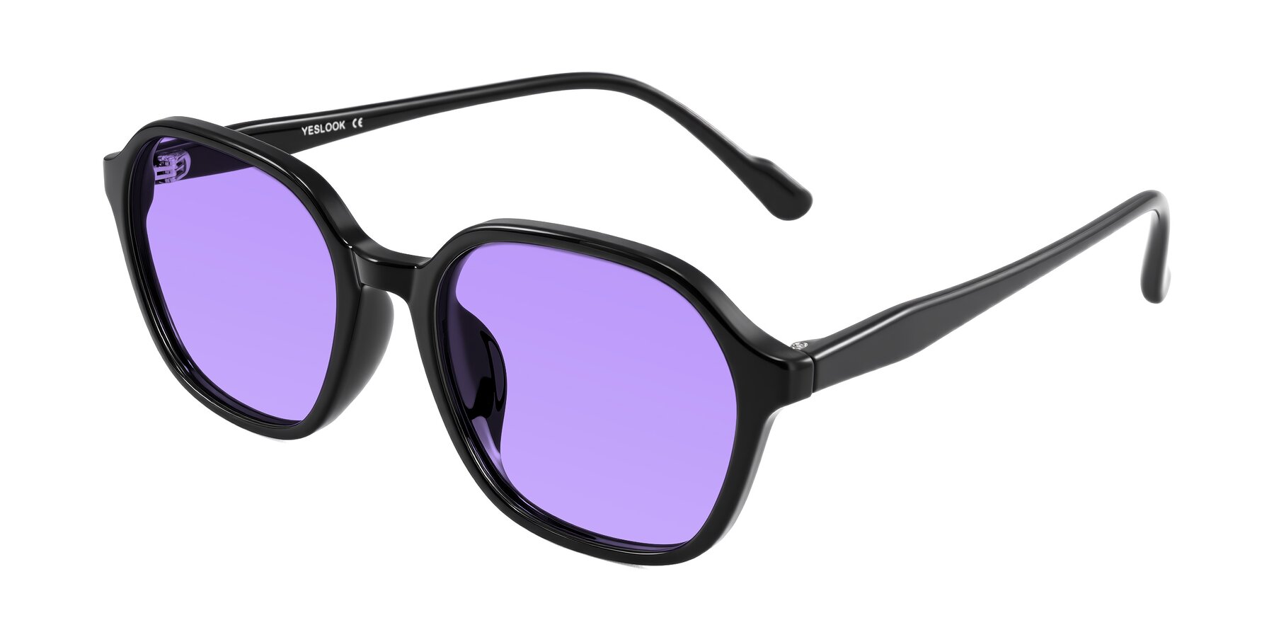 Angle of Banford in Black with Medium Purple Tinted Lenses