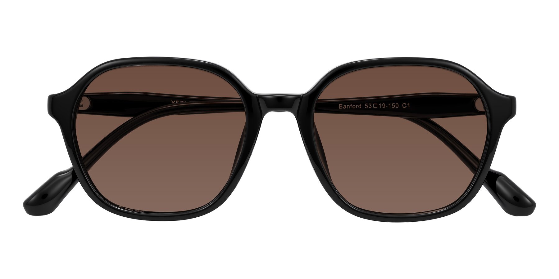 Folded Front of Banford in Black with Brown Tinted Lenses