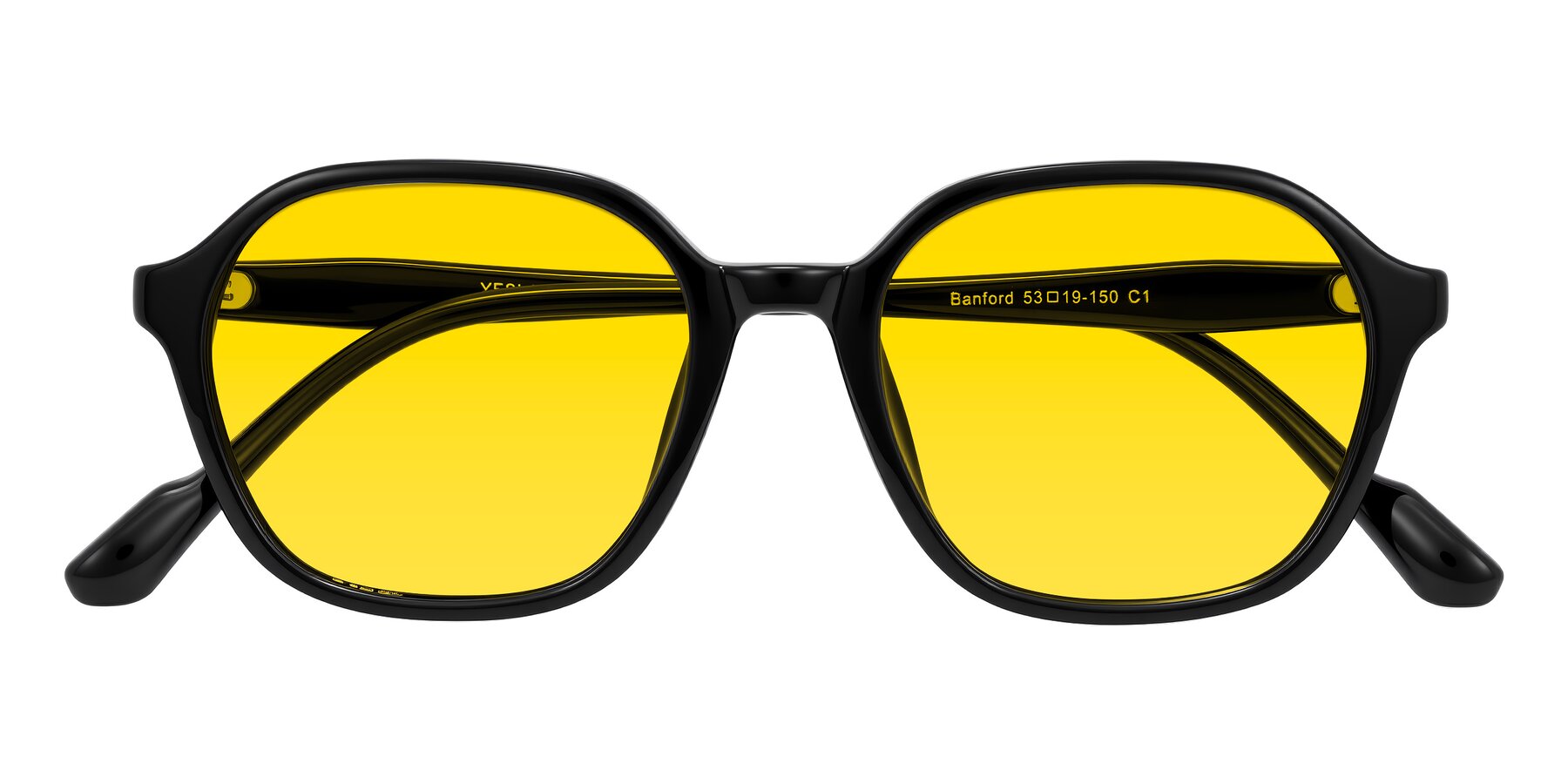 Folded Front of Banford in Black with Yellow Tinted Lenses